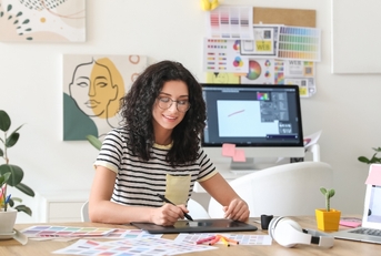 A graphic designer at home