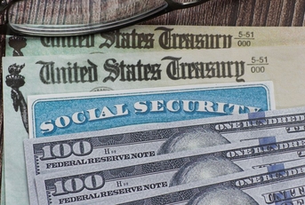 social security card, check, and cash