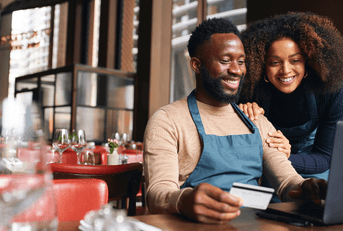 Restaurant owners using credit card online