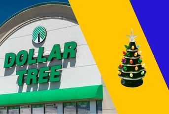 Dollar tree store with ceramic Christmas tree