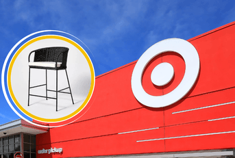 Collage of Target storefront and high chair product
