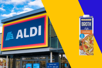 Aldi store and chicken broth