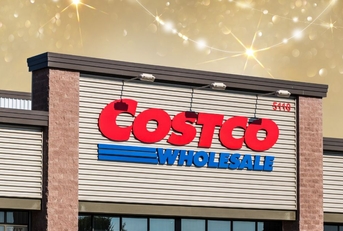costco storefront with golden background