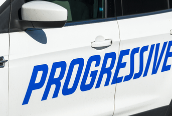 Progressive logo on SUV
