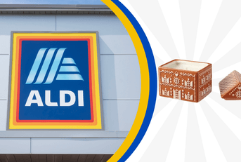 Aldi logo and candle product