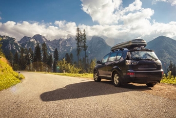 Car for traveling with a mountain road 