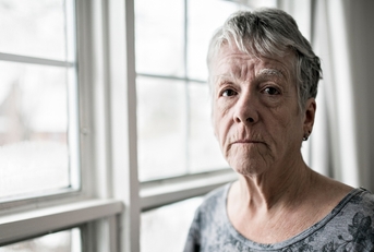 A stressed older woman