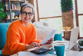 A senior working from home