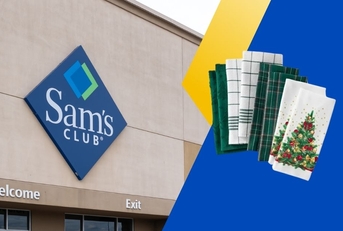 Sam's Club store with holiday kitchen towels