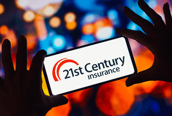 21st Century Insurance logo on a smartphone