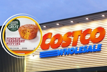 costco storefront and pumpkin cranberry muffins