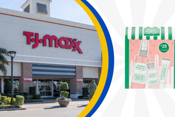 TJ Maxx storefront and gift set product collage