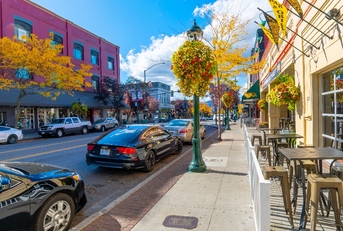Downtown historic center of small town in the USA