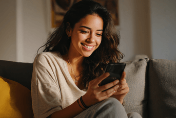 Woman on cellphone at home