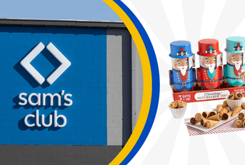 Sam's Club store and nutcracker wafer cone product collage 