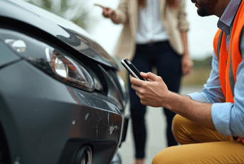 Car insurance adjuster with customer