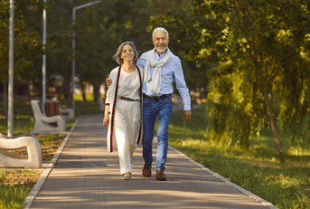 Older couple walking