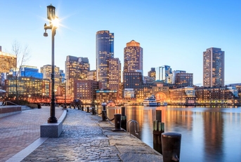 Boston harbor and financial district, Massachusetts