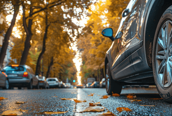 Car parked on busy street