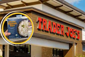 Trader Joe's storefront and product collage