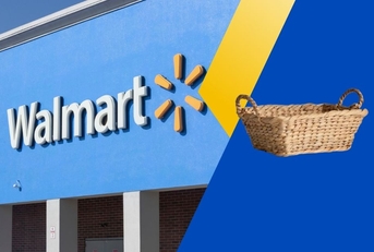 Walmart exterior with storage basket