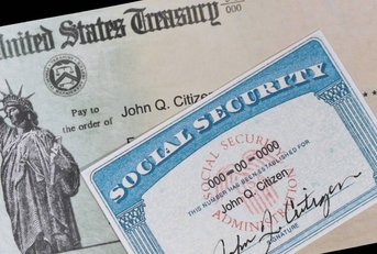 Social security card on treasury department check