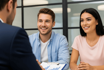 Young couple talks to investment counselor