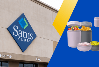 Collage of Sam's Club storefront and Bentgo Snack Cups product