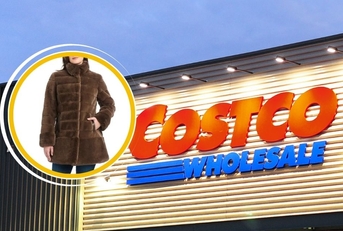 Costco storefront with fur coat