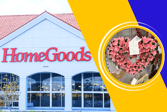 Collage of HomeGoods storefront and a heart wreath product