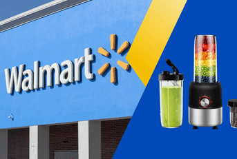 Walmart storefront and blender product collage