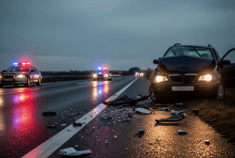 Car crash at night with police present