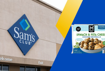Collage of Sam's Club store and meatball product
