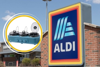 Aldi store sign with slow cooker