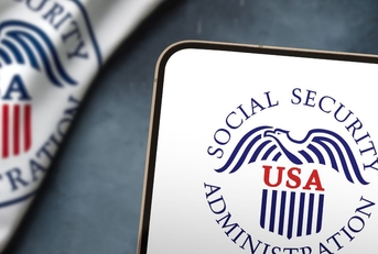 Social Security Administration logo on phone screen
