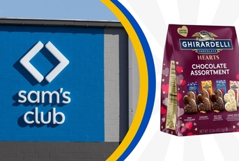 Sam's Club storefront and Ghirardelli chocolate hearts