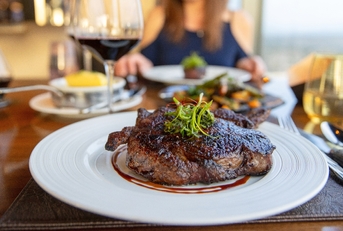 Steak dinner at restaurant
