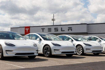 Tesla dealership with cars for sale