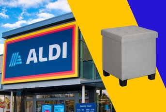 Aldi storefront with storage ottoman