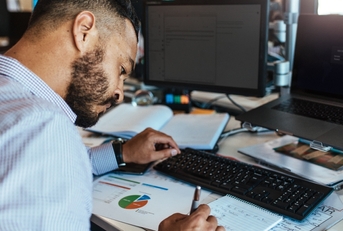 A man working at a desk