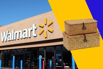 Walmart storefront with storage baskets