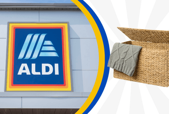 Collage of ALDI product and storefront