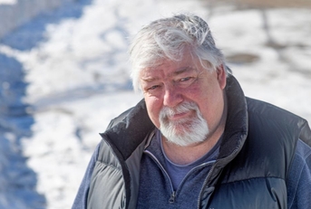 Portrait of a mature male outdoors in the snow