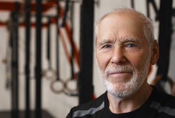 Close up shot of mature seventy year old man