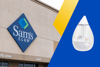 Collage of Sam's Club storefront and humidifier product