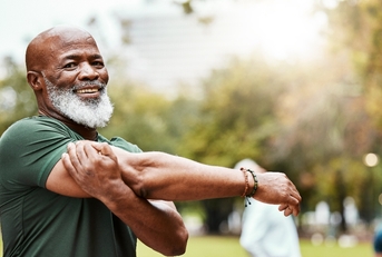 A senior man working out