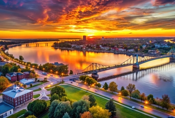 ohio river and skyline in owensboro kentucky