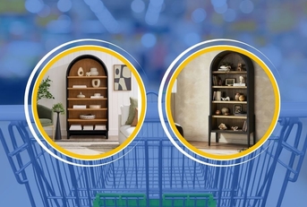 Walmart bookcase compared to a Pottery Barn bookcase