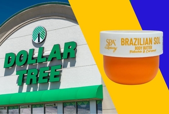 Dollar Tree storefront and Brazilian Sol body butter