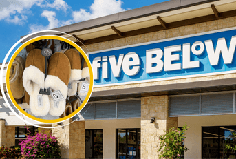 Original image collage of Five Below storefront and a shoe product